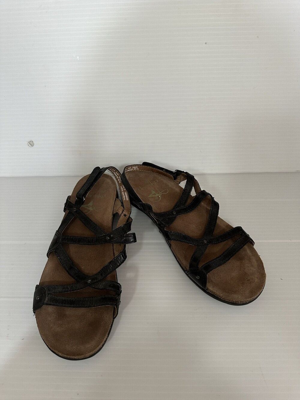 DANSKO Strappy Cork Heel Sandal Size US 6.6-7EURO 37 Black Comfort Walking